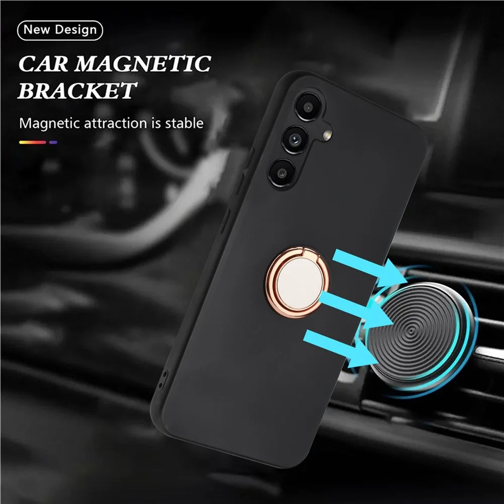 For Samsung Galaxy A55 5G Ring Kickstand Case Matte TPU Phone Cover - Rose Gold - 2