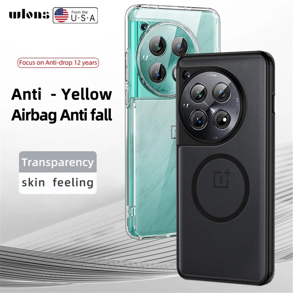 For OnePlus 12 5G Magnetic Case Anti-Scratch PC+TPU Phone Cover - Transparent - 4