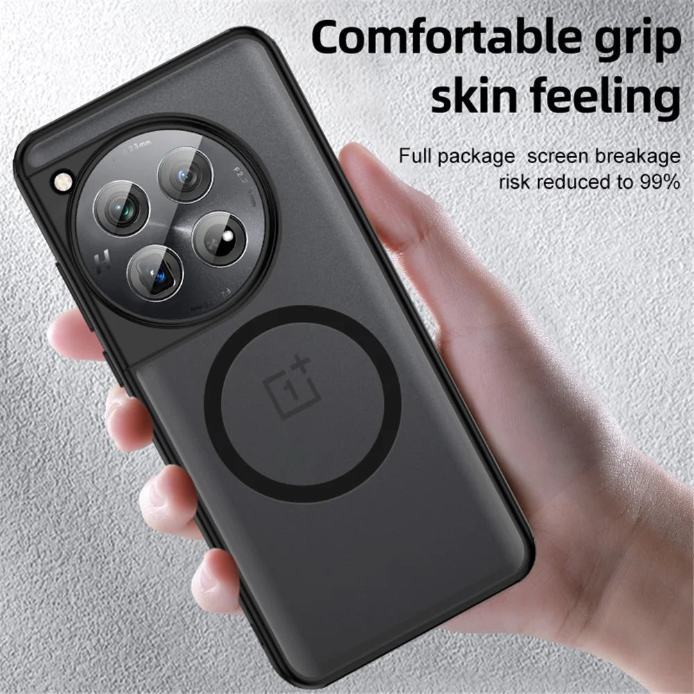 For OnePlus 12 5G Magnetic Case Anti-Scratch PC+TPU Phone Cover - Transparent - 7