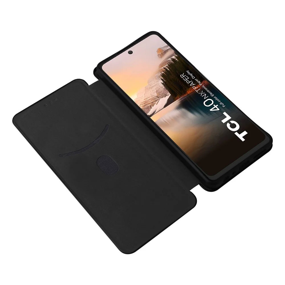 For TCL 40 Nxtpaper 4G Leather Case Card Slots Phone Cover Magnetic Closing - Black - 2