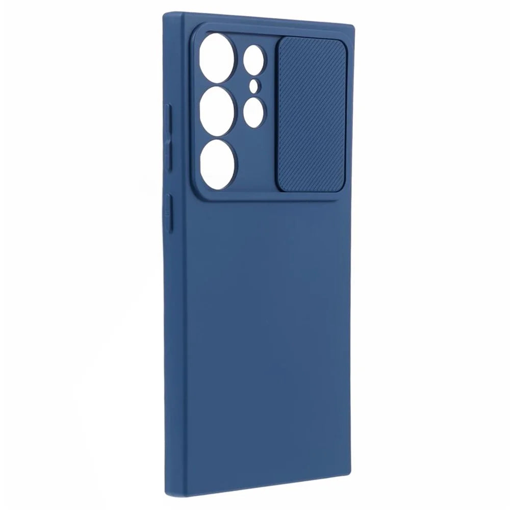 TMT Series for Samsung Galaxy S21 Ultra 5G TPU Case Anti-drop Phone Cover with Slide Lens Lid - Sapphire - 3