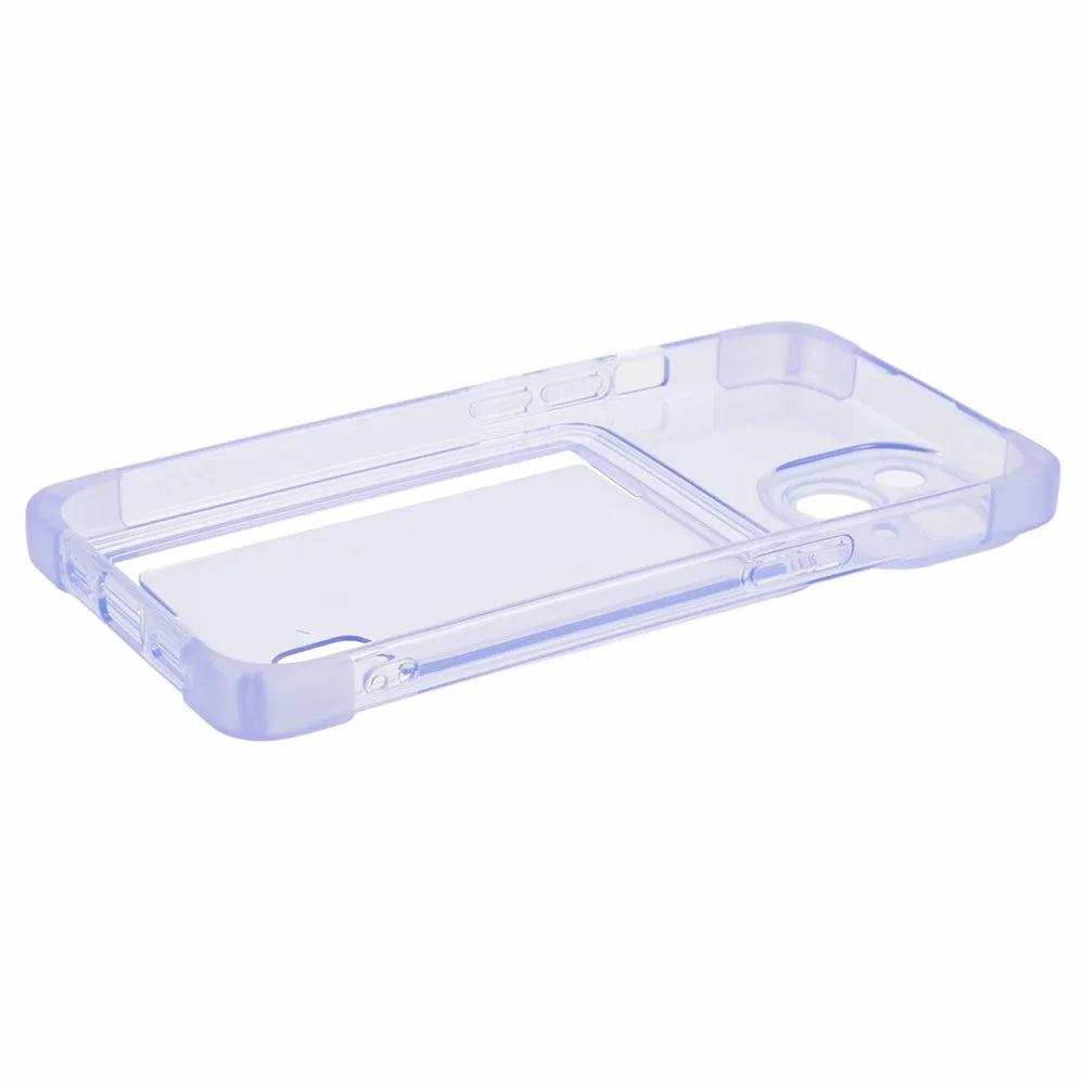 HRX Series for iPhone 13 Phone Case with Card Holder Anti-drop Cover - Transparent Purple - 4