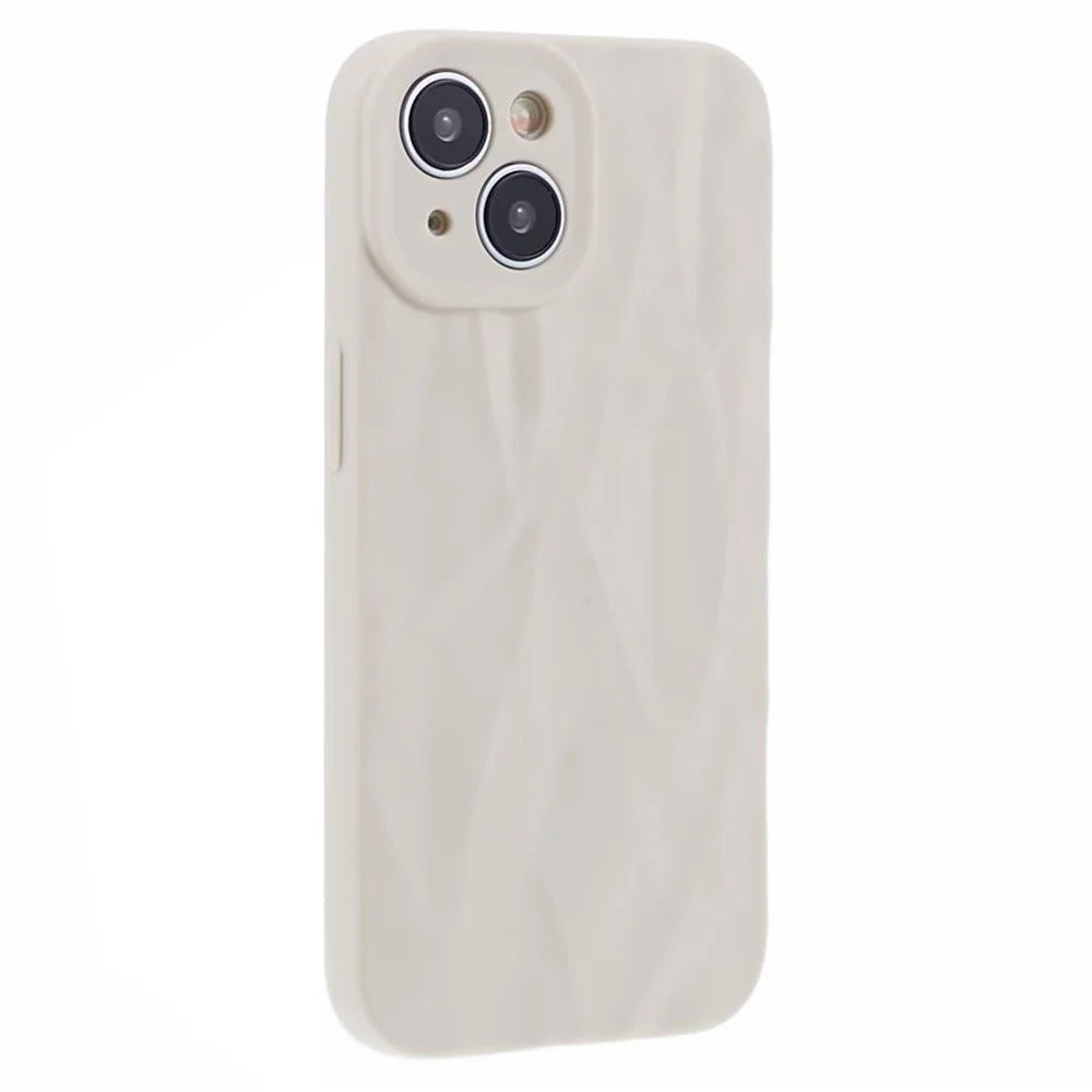 HRX Series For iPhone 15 Plus Wrinkled Uneven Case Soft TPU Drop-resistant Protective Cover - White - 1