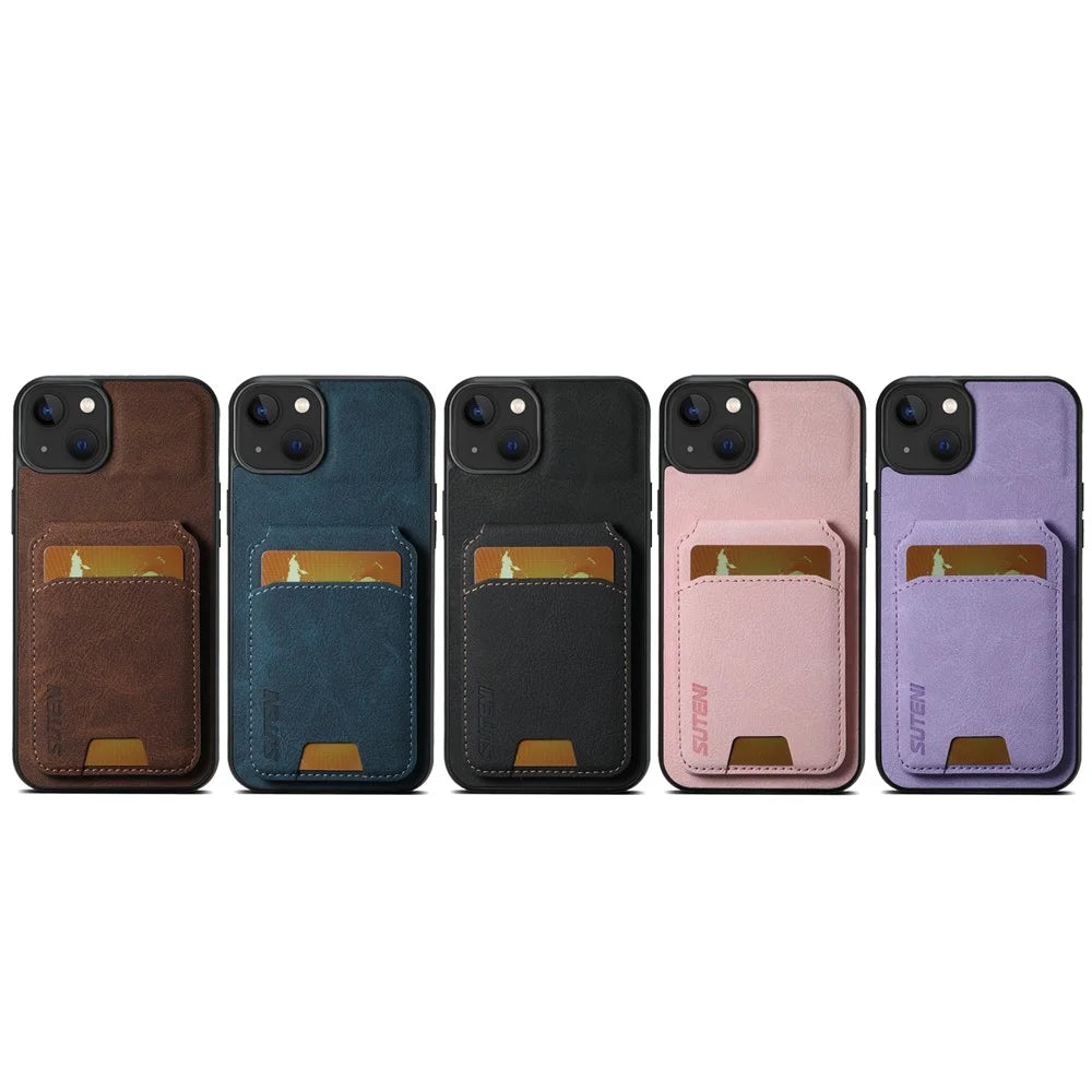 SUTENI H02 For iPhone 13 6.1 inch Case Litchi Texture Vertical Flip Kickstand Phone Cover - Pink - 5