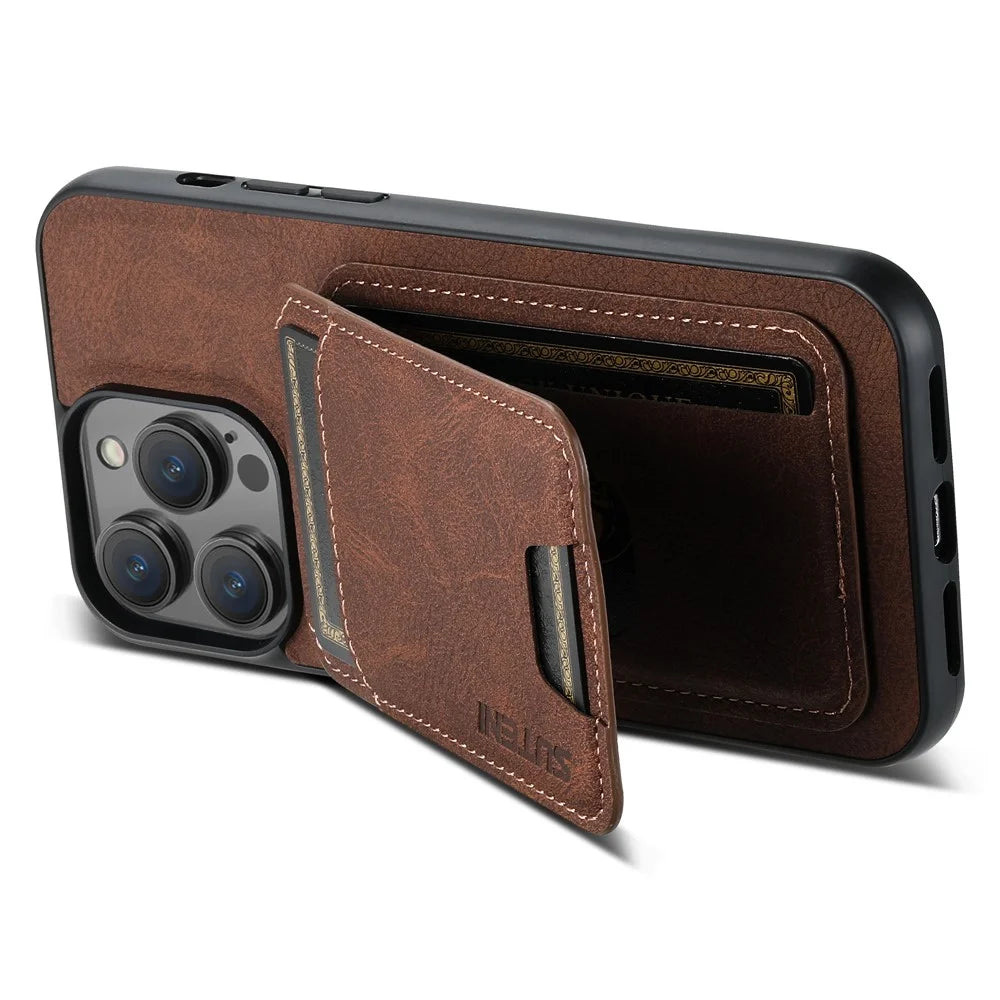 SUTENI H02 For iPhone 13 Pro Max 6.7 inch Case Litchi Texture PU Leather+TPU Anti-dust Protective Shell - Brown - 3