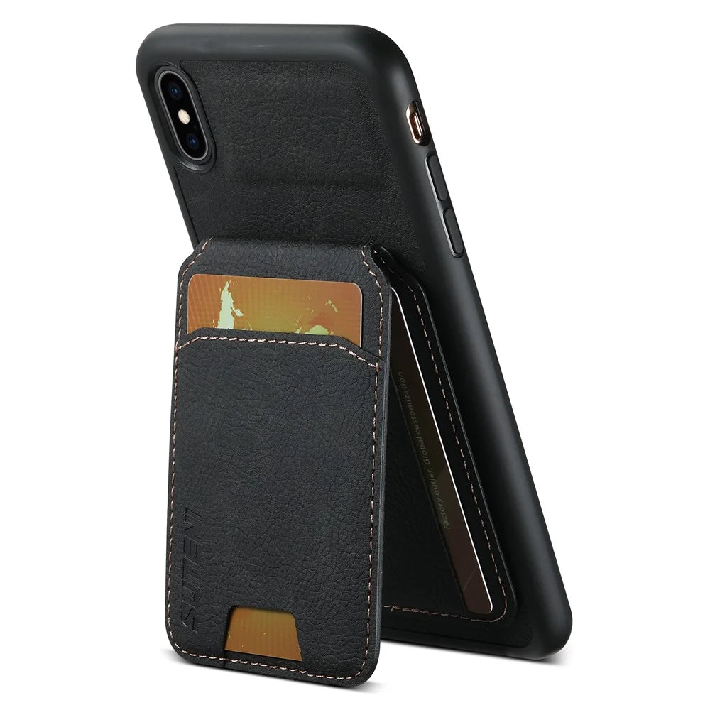 SUTENI H02 For iPhone XS Max 6.5 inch Leather Case Litchi Texture Card Slots Mobile Phone Shell - Black - 1