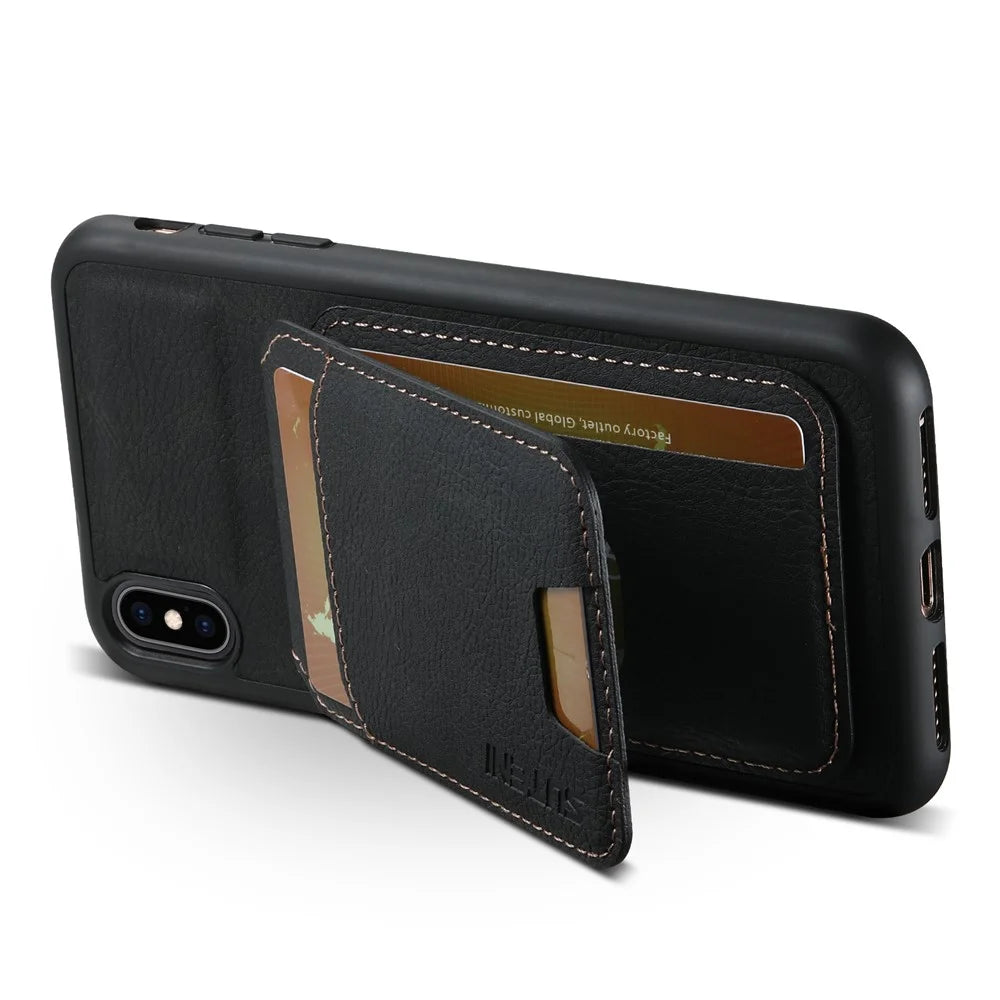 SUTENI H02 For iPhone XS Max 6.5 inch Leather Case Litchi Texture Card Slots Mobile Phone Shell - Black - 2