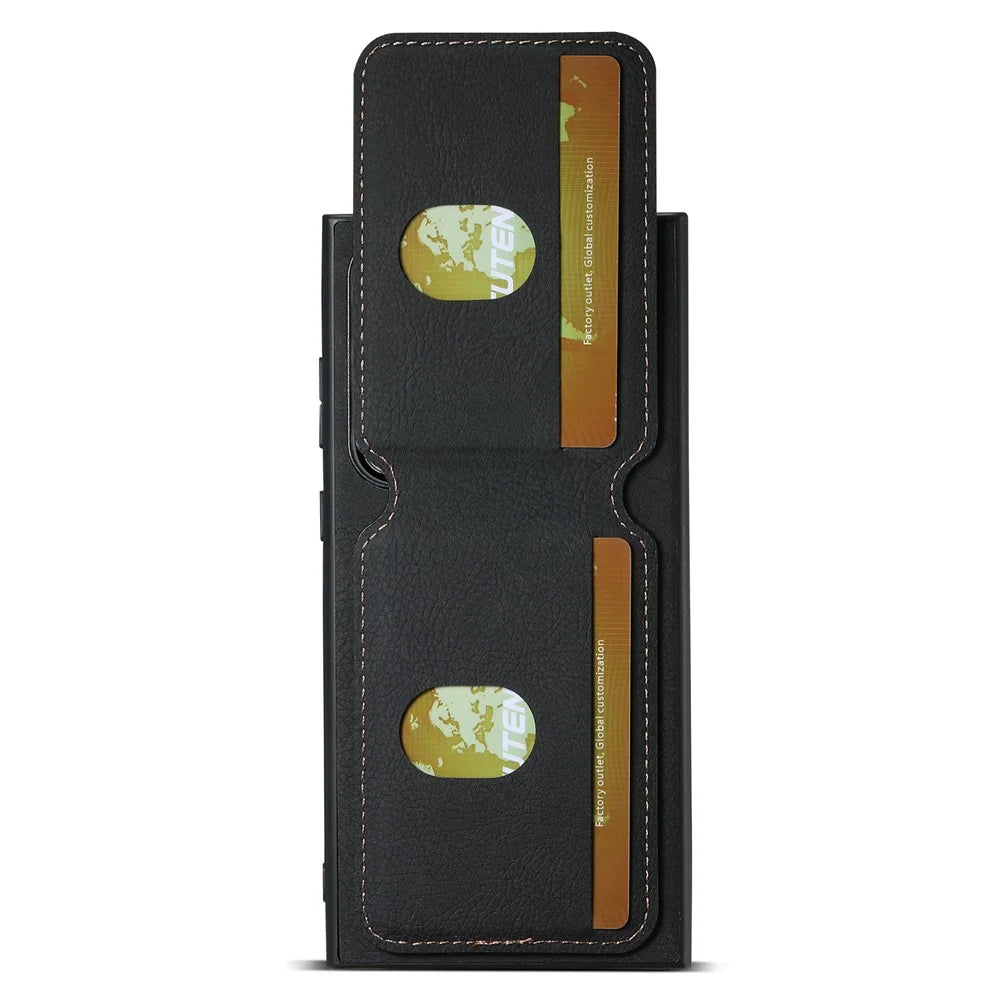 SUTENI H02 For Samsung Galaxy S22 Ultra 5G Case Card Slots Kickstand Phone Cover - Black - 2