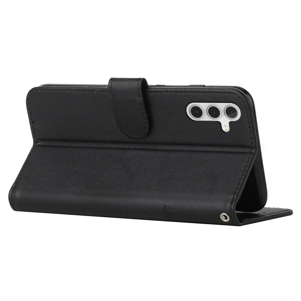 For Samsung Galaxy A55 5G Cell Phone Case Wallet PU Leather Phone Stand Cover - Black - 3