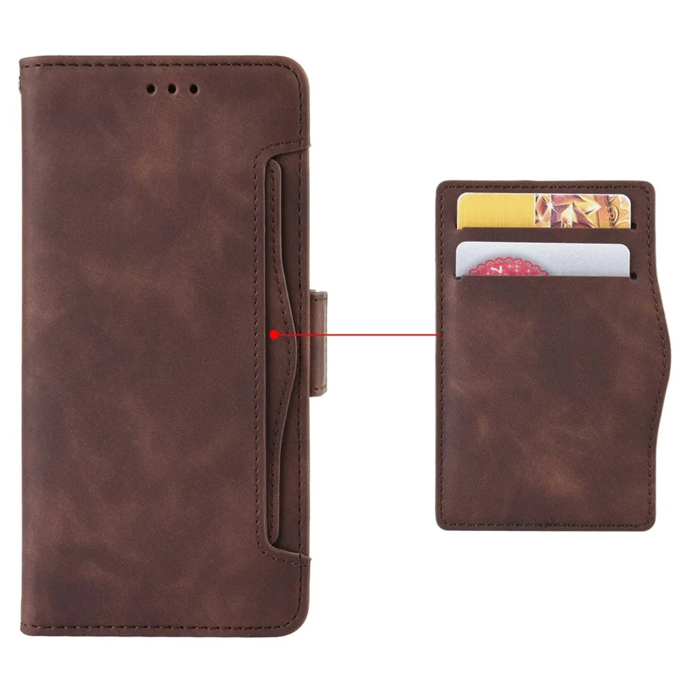 For Samsung Galaxy S24 Leather Phone Case Stand Multiple Card Slots - Brown - 5