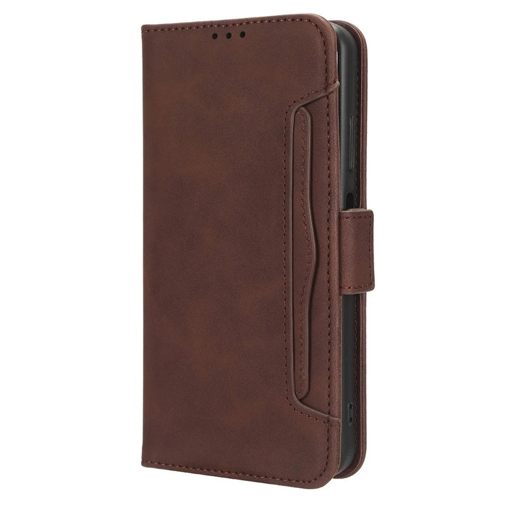 For Samsung Galaxy S24 Leather Phone Case Stand Multiple Card Slots - Brown - 6