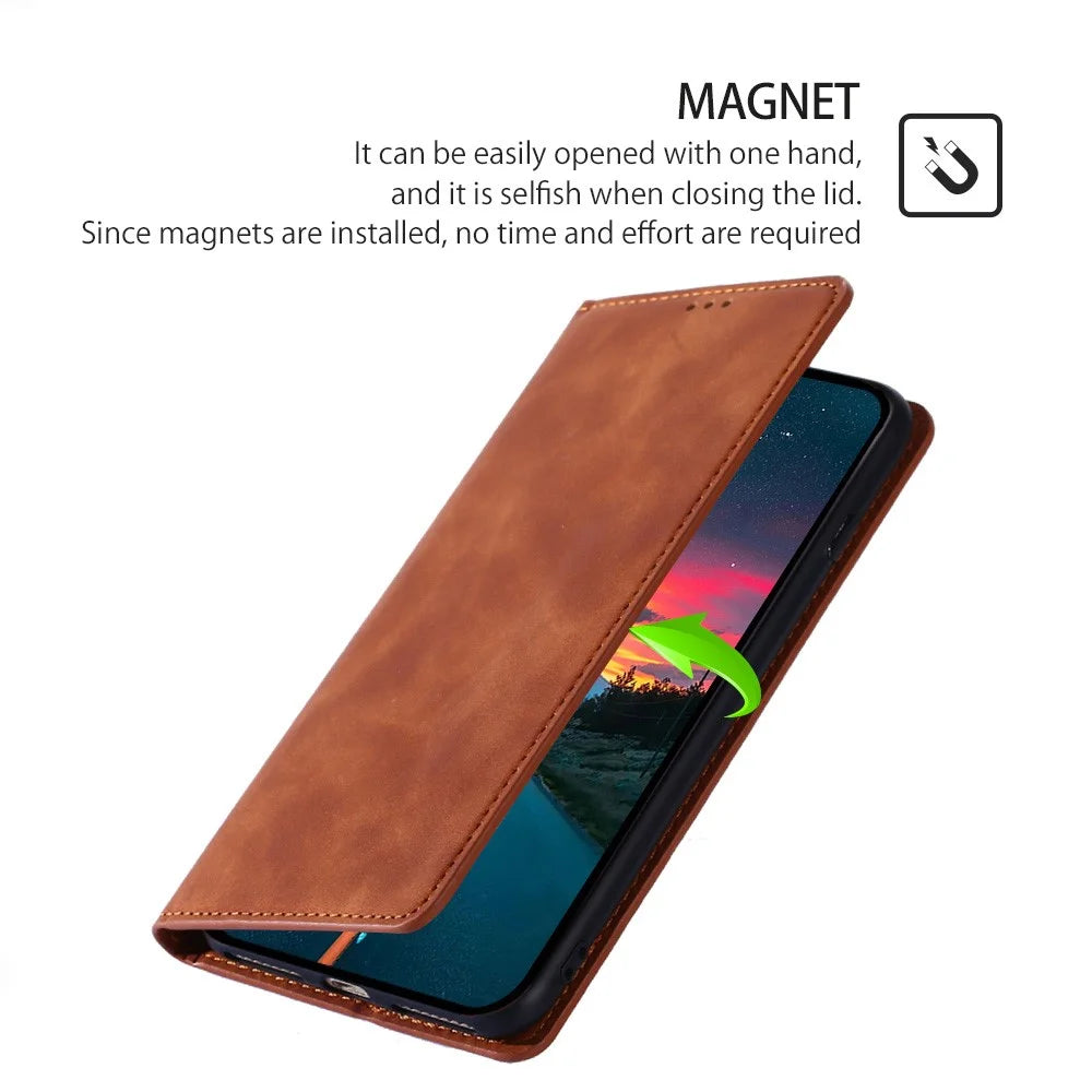 For Samsung Galaxy A15 5G / 4G Case PU Leather Stand Mobile Phone Cover with Card Slots - Light Brown - 4