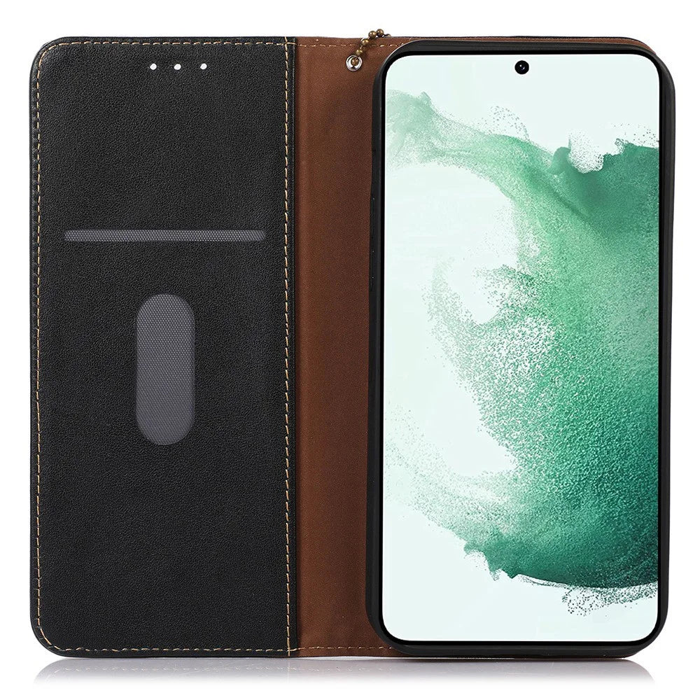KHAZNEH For Samsung Galaxy Xcover7 Genuine Cow Leather Case Phone Wallet Stand - Black - 3