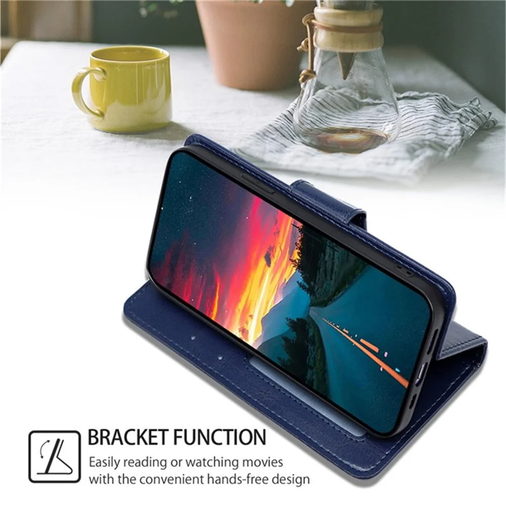For Samsung Galaxy A15 4G / 5G Leather Case Phone Cover with Wallet Stand - Sapphire - 3