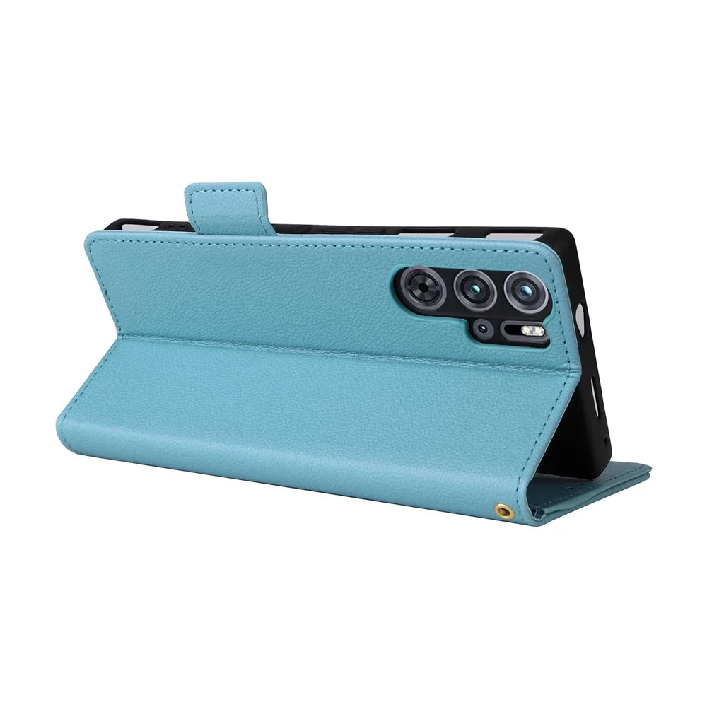 For ZTE nubia Red Magic 9 Pro 5G / 9 Pro+ 5G Phone Folio Case Litchi Texture Wallet Cover - Baby Blue - 4