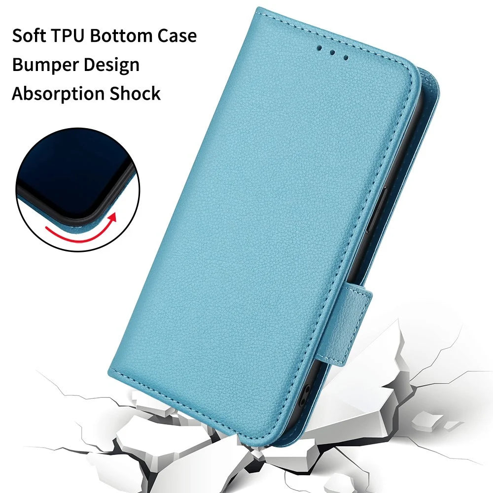 For ZTE nubia Red Magic 9 Pro 5G / 9 Pro+ 5G Phone Folio Case Litchi Texture Wallet Cover - Baby Blue - 6