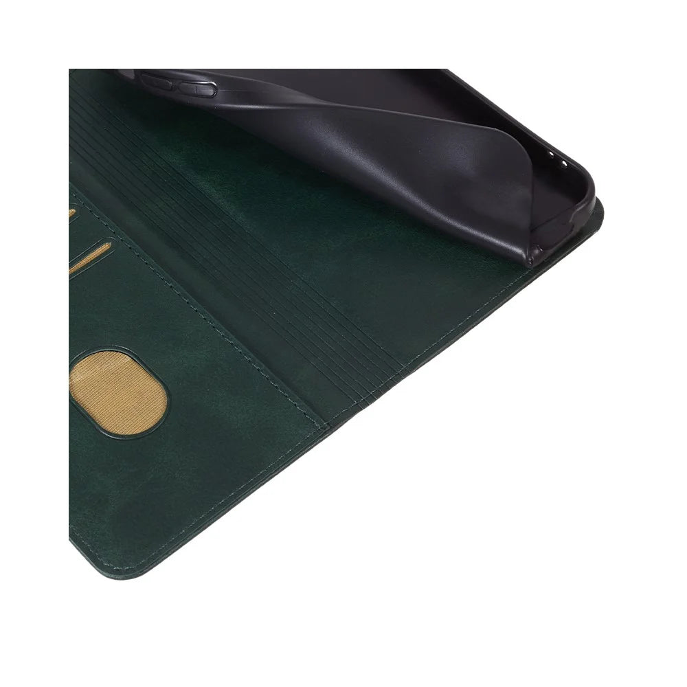 For Google Pixel 8a Case PU Leather Calf Texture Business Style Magnetic Closing Phone Cover - Green - 4