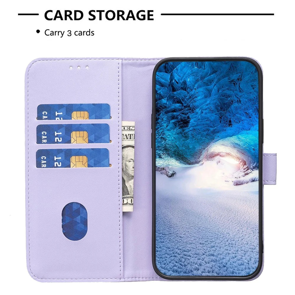 BINFEN COLOR BF17 For Samsung Galaxy Xcover7 Flip Leather Case Wallet Phone Cover - Purple - 2