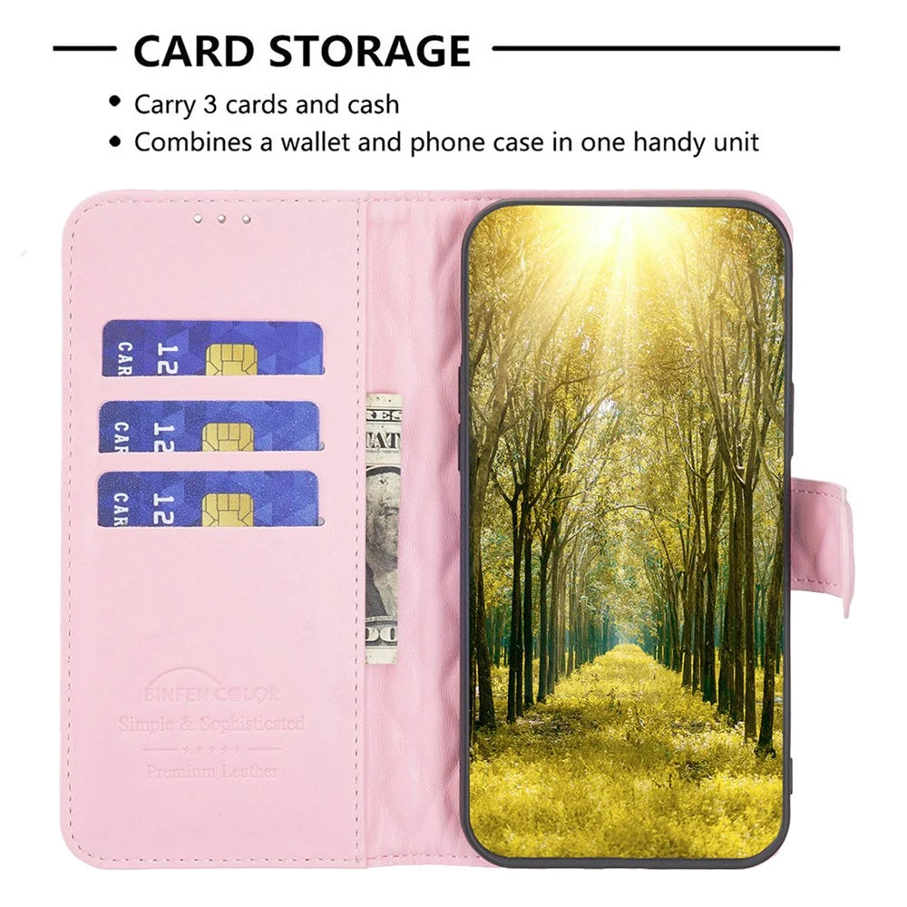 BINFEN COLOR BF Style-14 For Samsung Galaxy Xcover7 Wallet Case Imprinted Leather Cover - Pink - 2