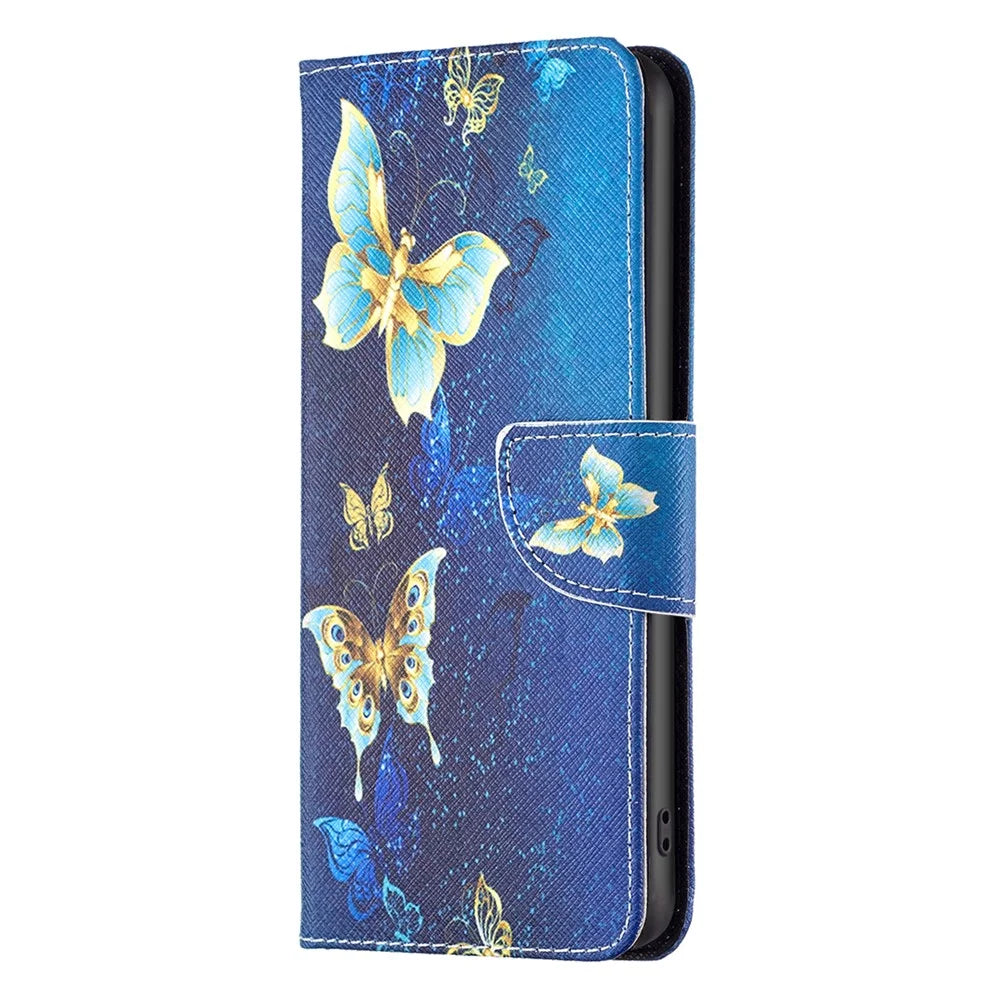 For Samsung Galaxy Xcover7 Wallet Phone Case Folio PU Leather Pattern Cover - Golden Butterflies - 5