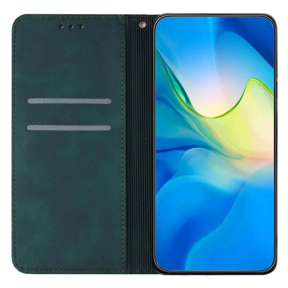 For Samsung Galaxy A35 5G Magnetic Phone Case Imprinted PU Leather Wallet Cover - Blue - 2