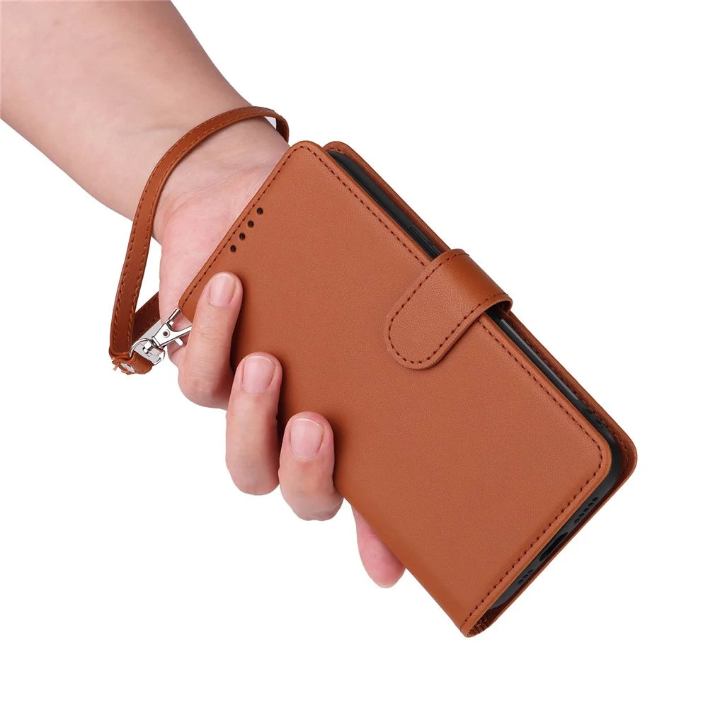 For Samsung Galaxy S24 Magnetic Case BETOPNICE Detachable PU Leather Phone Cover with Strap - Brown - 6