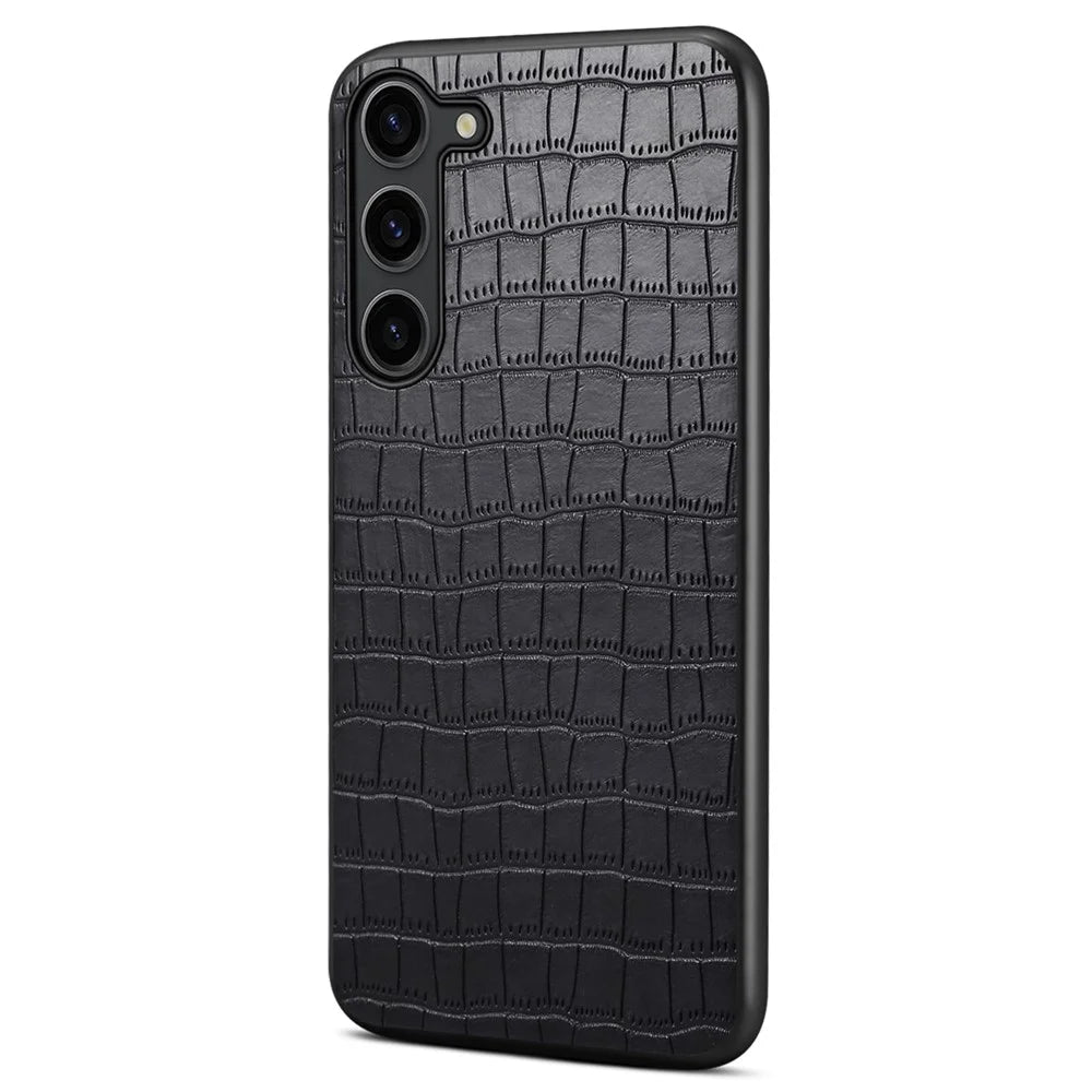 For Samsung Galaxy S23 Case Crocodile Texture PU+PC+TPU Well-protected Phone Cover - Black - 2