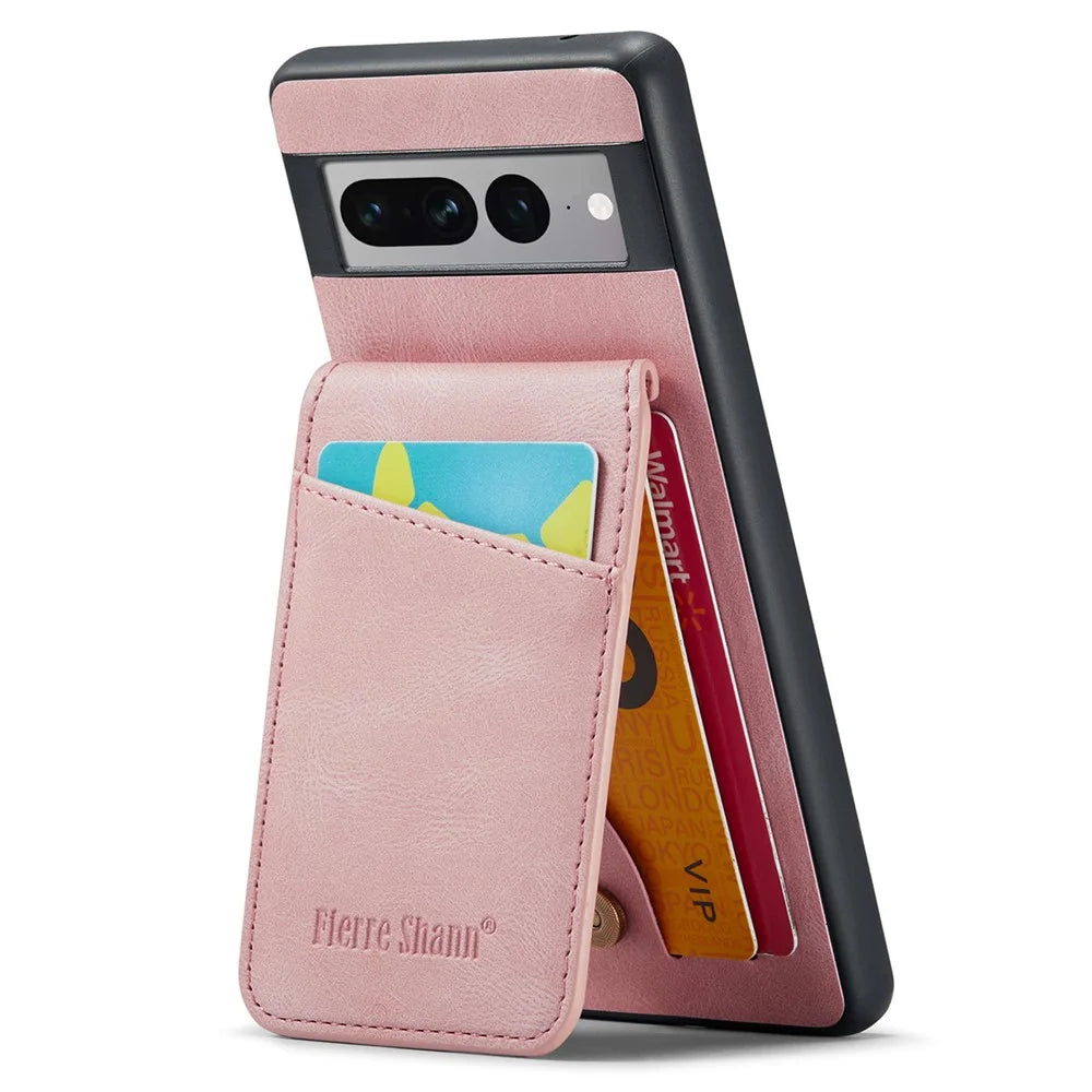 FIERRE SHANN For Google Pixel 8 Pro Cell Phone Case PU+TPU Cover with Kickstand - Pink - 2
