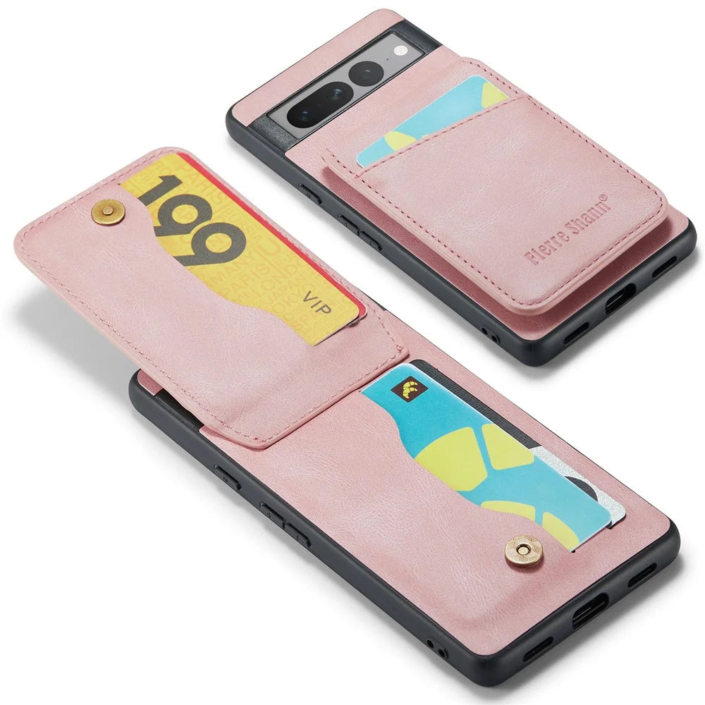 FIERRE SHANN For Google Pixel 8 Pro Cell Phone Case PU+TPU Cover with Kickstand - Pink - 4