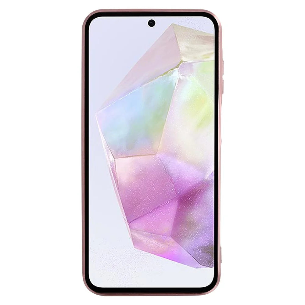 KADEM For Samsung Galaxy A35 5G Cell Phone Case Flower Pattern Ring Kickstand TPU Back Cover - Rose Gold - 2