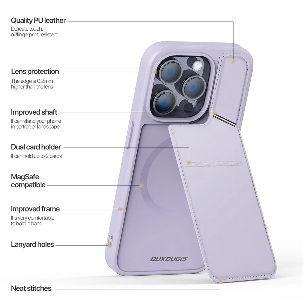 DUX DUCIS Rafi II Series for iPhone 13 Pro Phone Case Card Slots Cover RFID Blocking Protection - Purple - 5