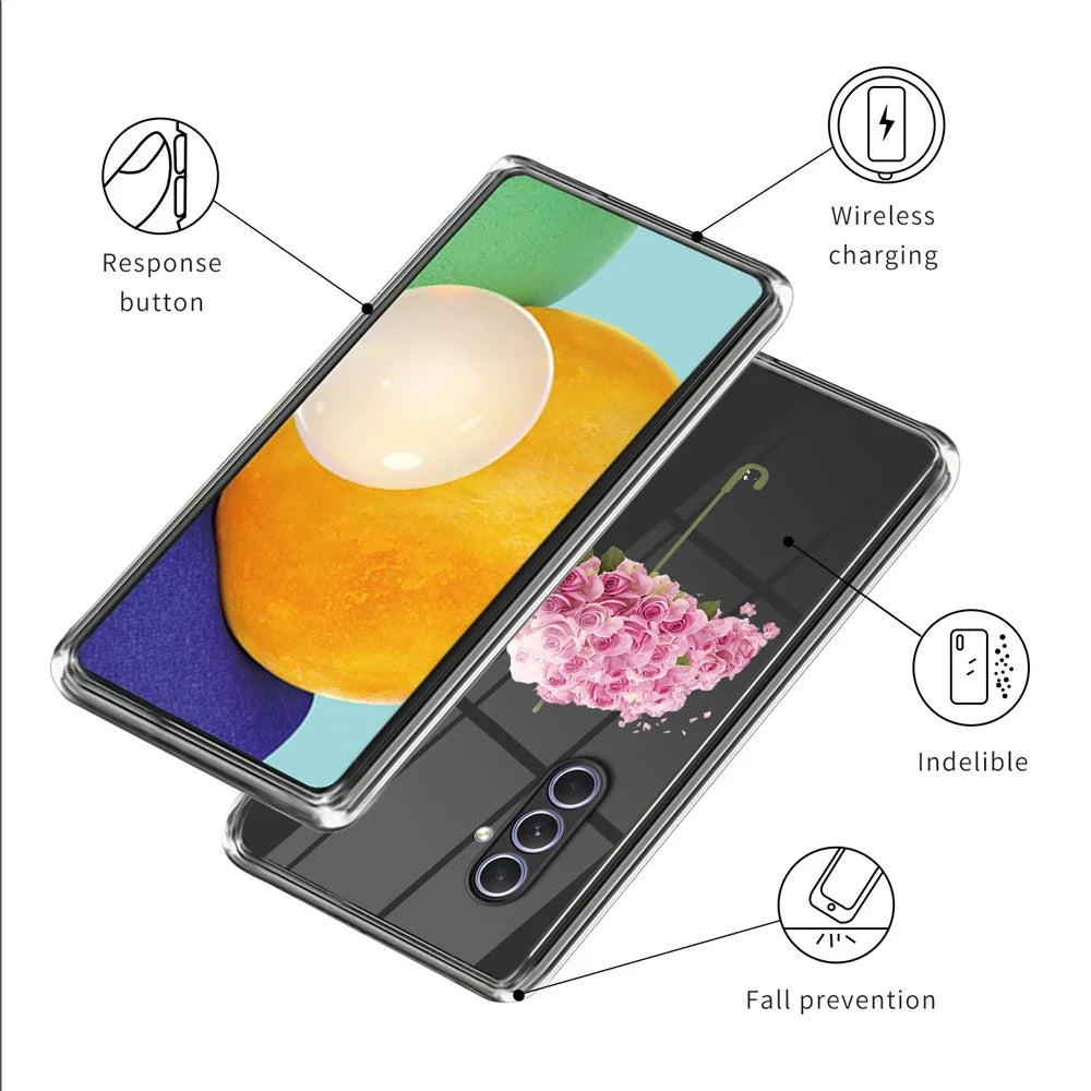 For Samsung Galaxy A54 5G Case TPU Pattern Printing Phone Back Cover - Flower Umbrella - 3