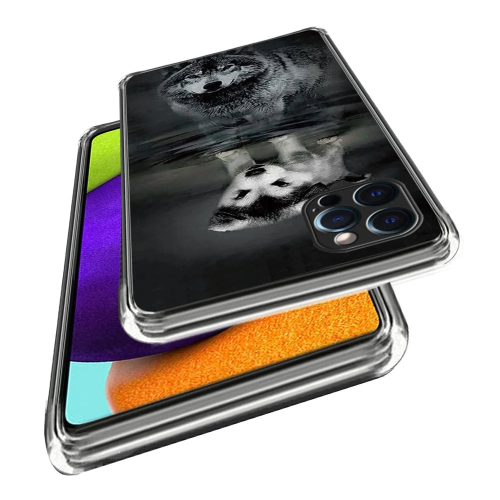 For iPhone 15 Pro Phone Case Pattern Printed Slim TPU Phone Cover - Dog and Wolf - 2