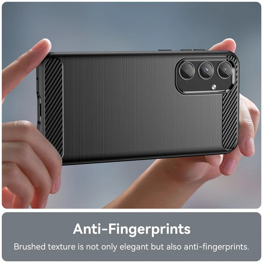 Phone Case For Samsung Galaxy A55 5G Carbon Fiber Texture TPU Phone Cover - Black - 5