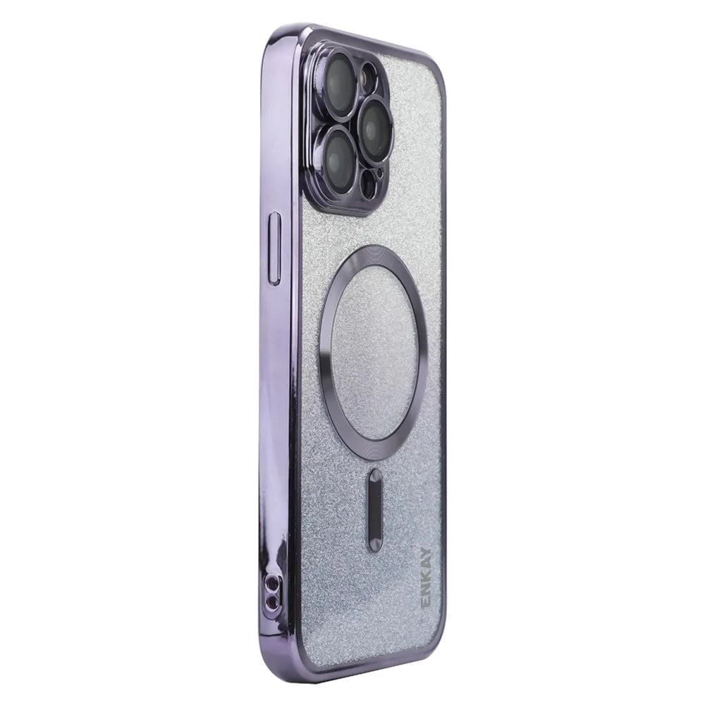 ENAKY HAT PRINCE For iPhone 13 Pro Max Magnetic Case Tempered Glass Lens Protector TPU Cover - Purple - 1