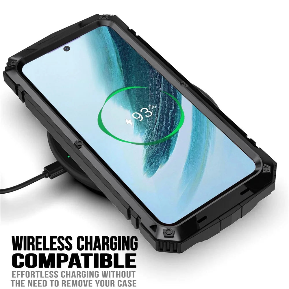R-JUST For Samsung Galaxy S24+ Phone Case Kickstand Cover Built-in Tempered Glass Screen Protector - Black - 4