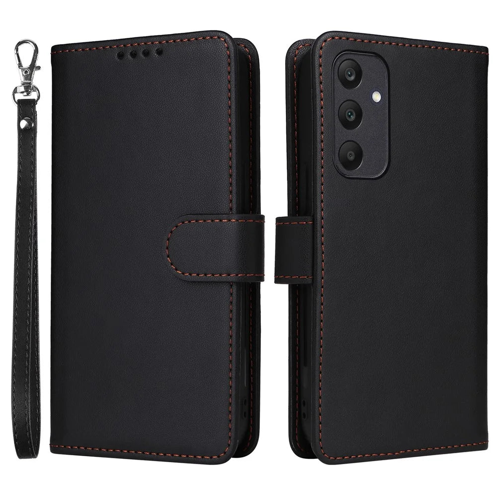 For Samsung Galaxy A25 5G (Global) (161mm) Magnetic Case BETOPNICE Detachable PU Leather Phone Cover with Strap - Black - 1