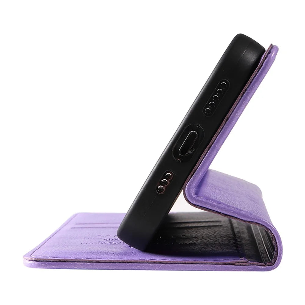 YIKATU YK-006 For Samsung Galaxy A55 5G Case Magnetic Closing PU Leather+TPU Wallet Stand Cover - Purple - 6
