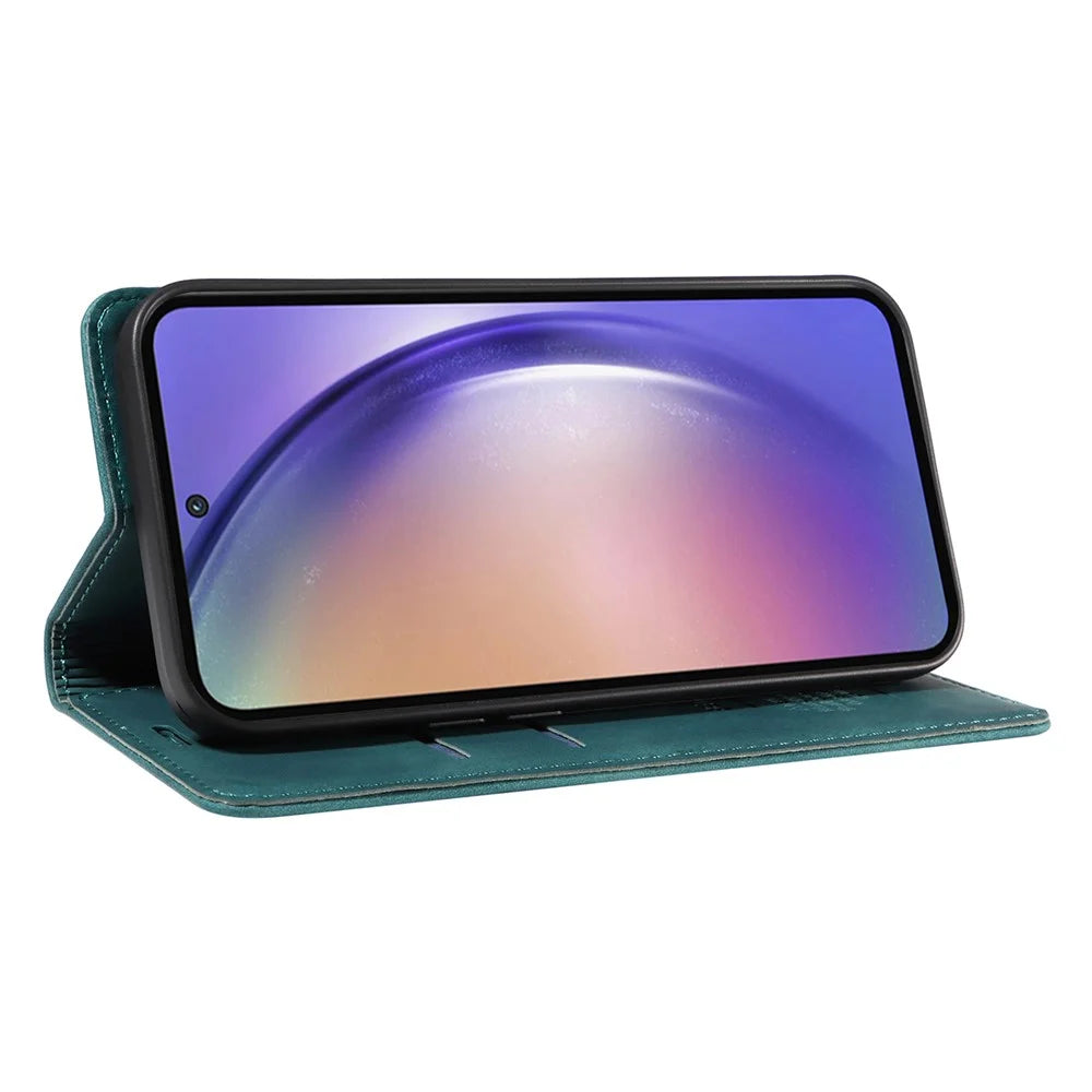 BETOPNICE 003 for Samsung Galaxy A55 5G Leather Case Magnetic Closing RFID Blocking Phone Cover - Green - 3