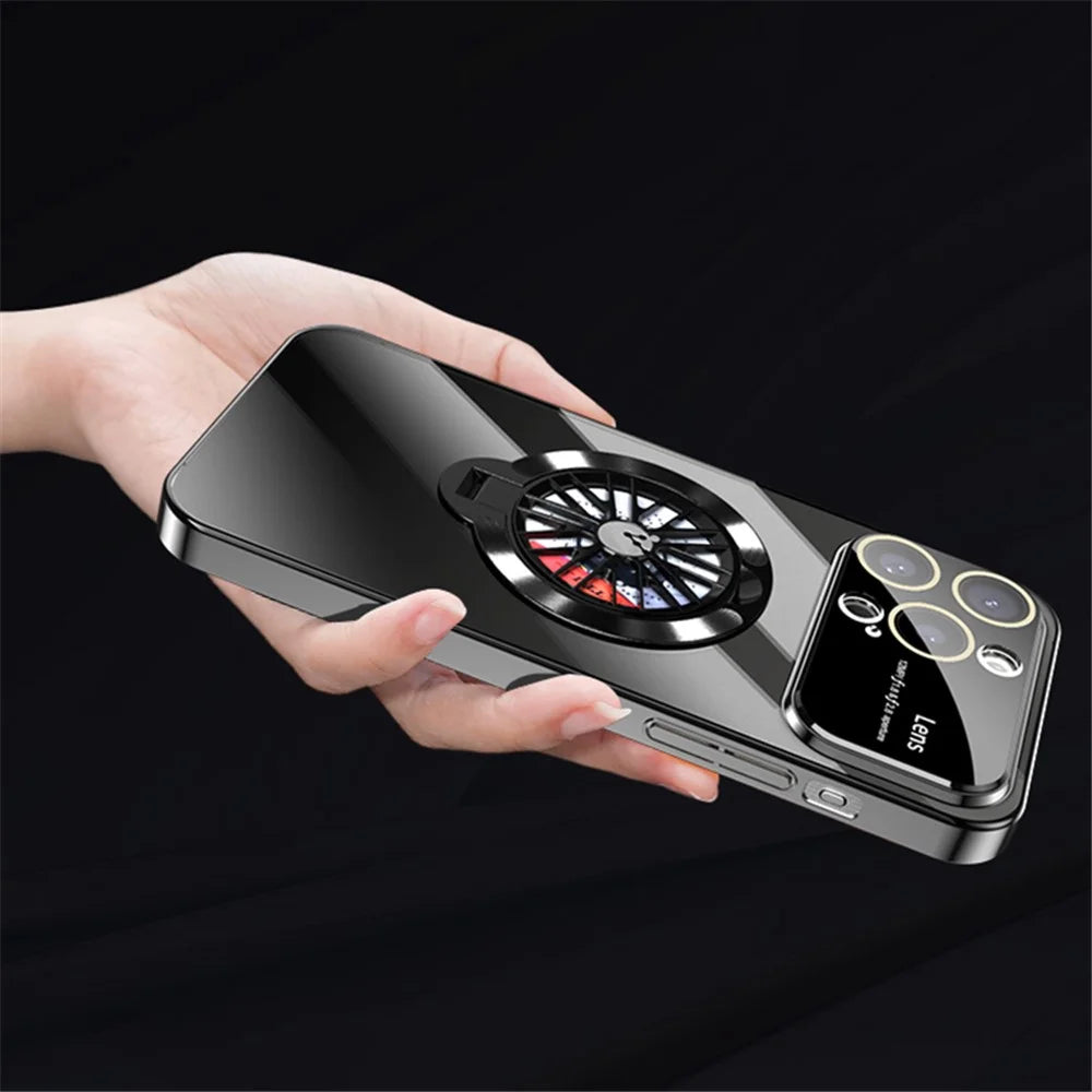VOERO For iPhone 14 Pro Max Shockproof PC Case Electroplating Kickstand Phone Cover - Titanium - 4