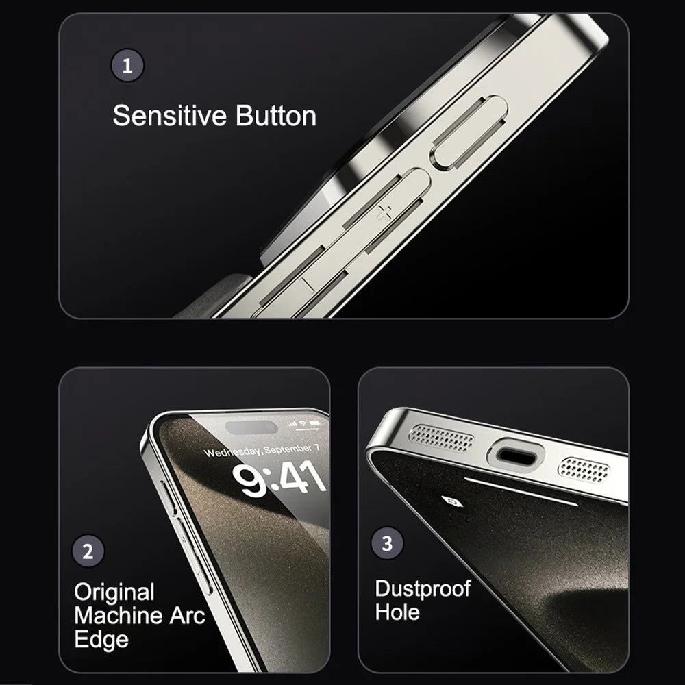 VOERO For iPhone 14 Pro Max Shockproof PC Case Electroplating Kickstand Phone Cover - Titanium - 6