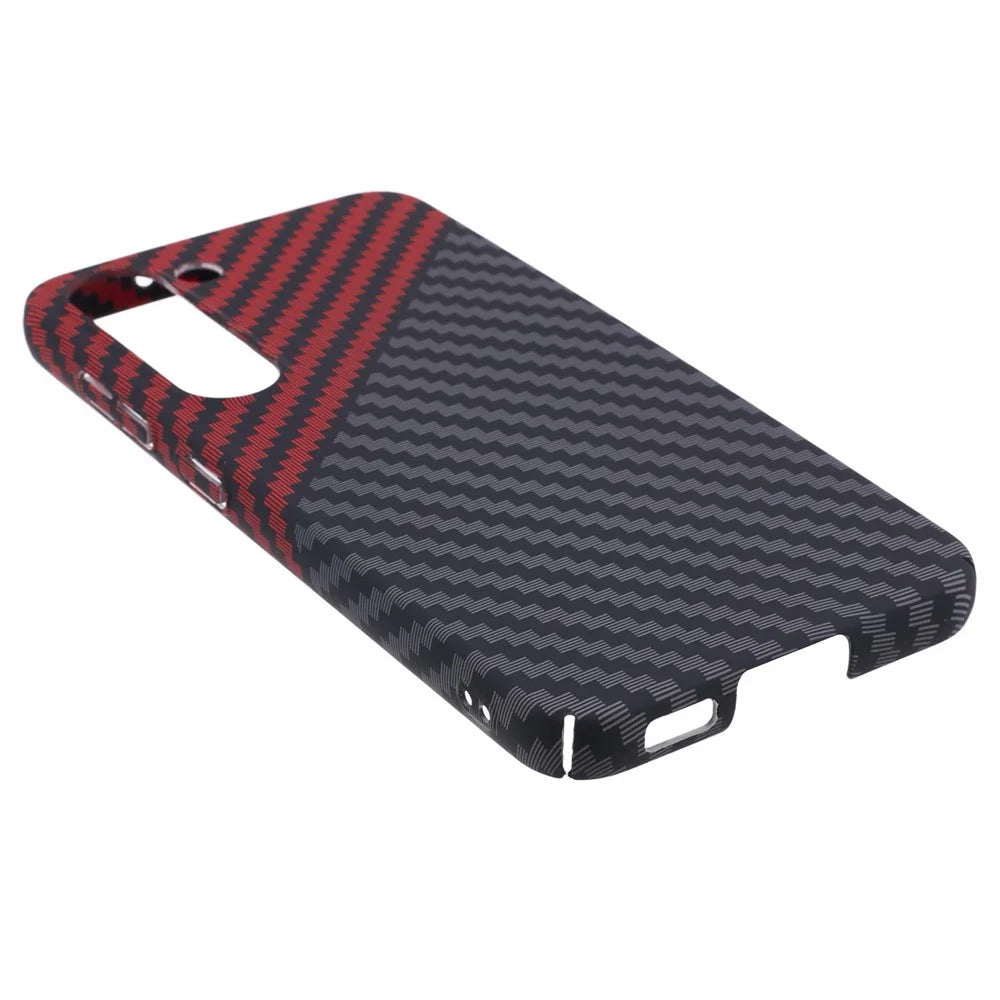 For Samsung Galaxy S24+ PC Case Carbon Fiber Texture Protective Phone Cover - Black+Red - 5