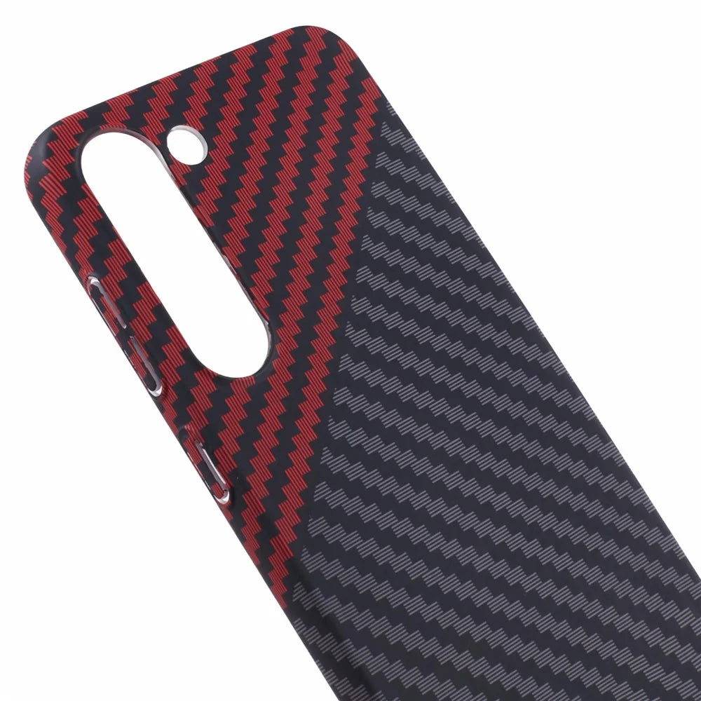 For Samsung Galaxy S24+ PC Case Carbon Fiber Texture Protective Phone Cover - Black+Red - 7