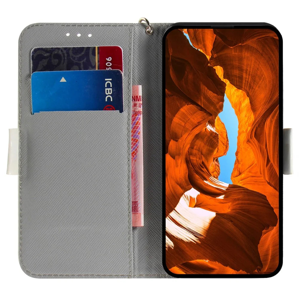 For Samsung Galaxy A35 5G Case 3D Pattern Print Wallet Phone Cover with Strap - Watercolor Flowers - 2