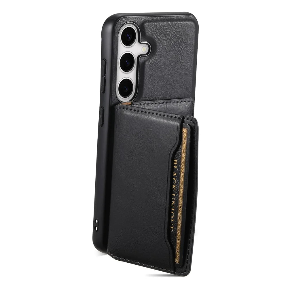 DENIOR For Samsung Galaxy S24+ Phone Case Magnetic Protection Cover Detachable Card Bag - Black - 4