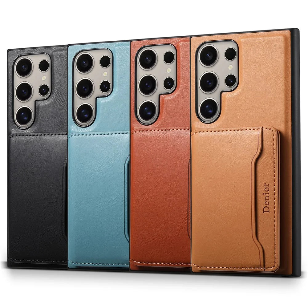 DENIOR For Samsung Galaxy S24 Ultra Phone Cover Magnetic Detachable Wallet Case Kickstand - Black - 7