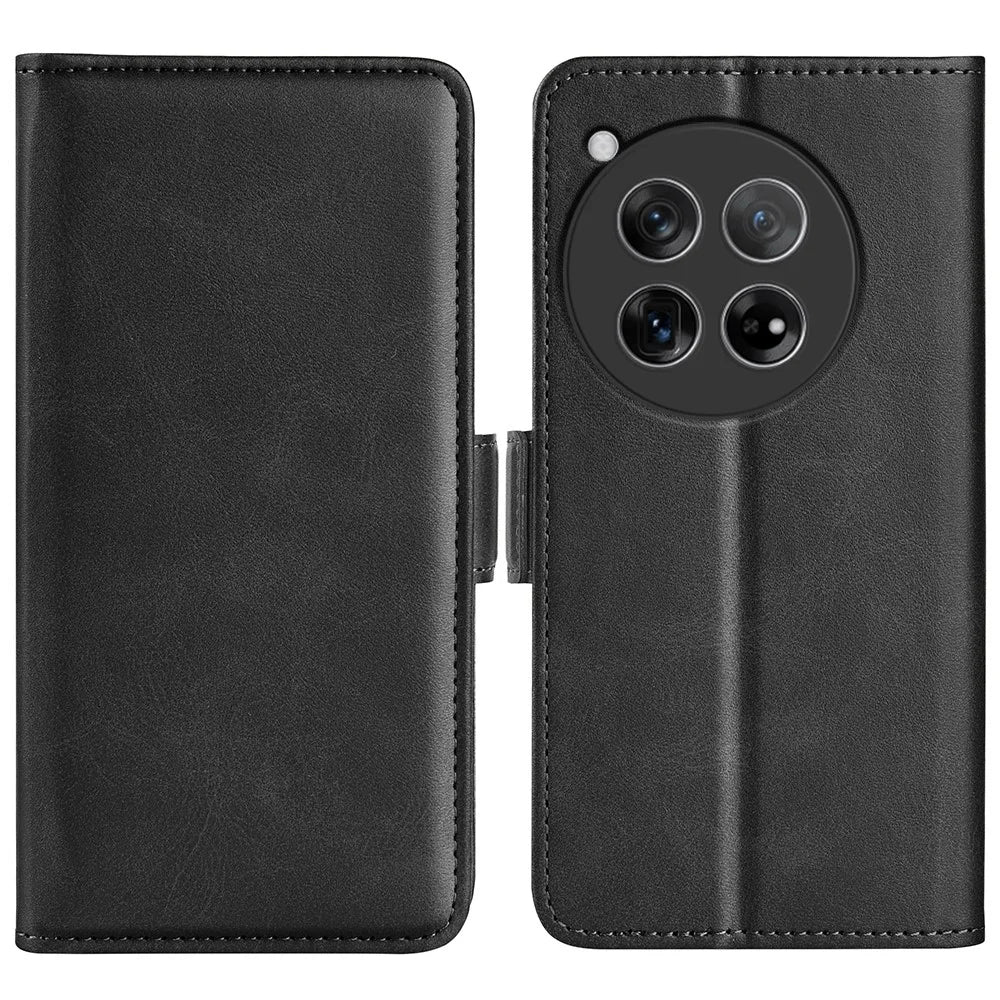 For OnePlus 12 5G Leather Flip Wallet Case Folio Stand View Phone Cover - Black - 1