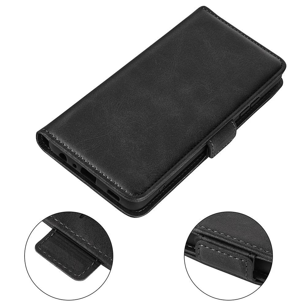 For OnePlus 12 5G Leather Flip Wallet Case Folio Stand View Phone Cover - Black - 7