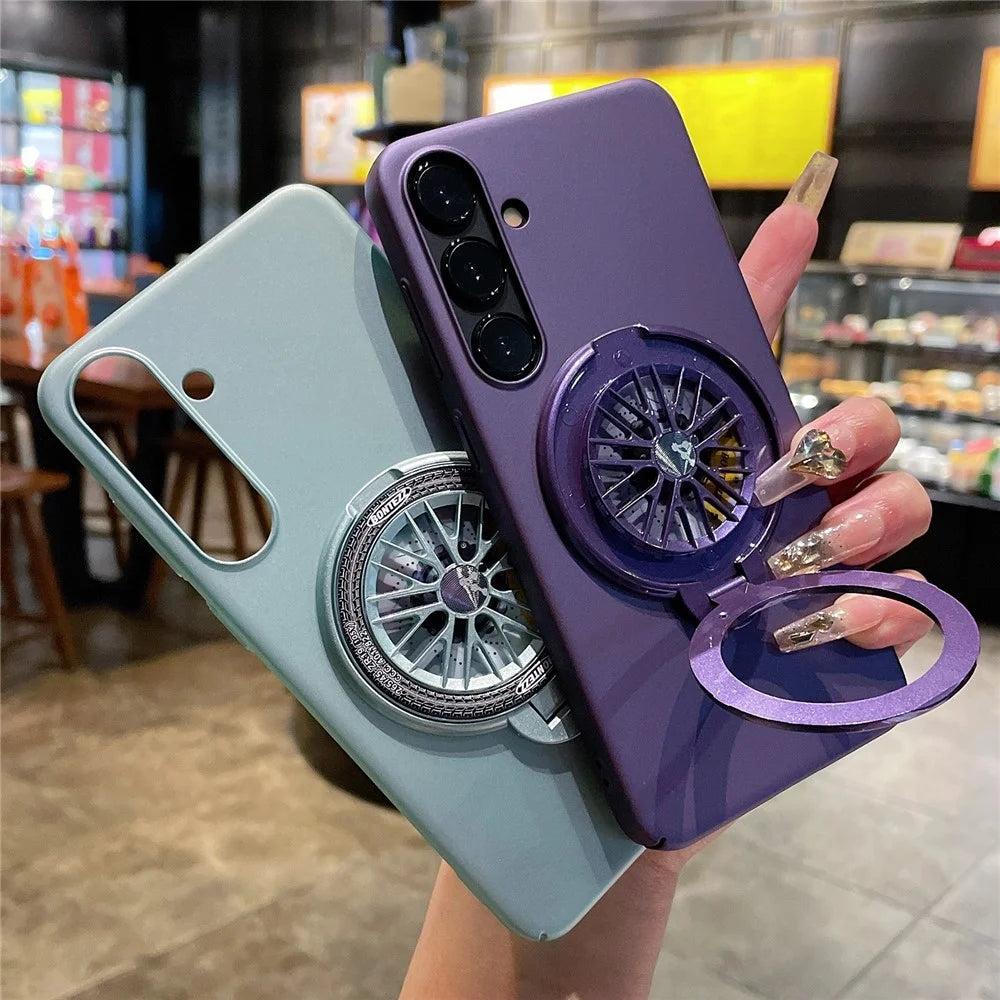 VOERO For Samsung Galaxy S24+ Ring Kickstand Case Rotating Gyro Hard PC Cover - Purple - 2