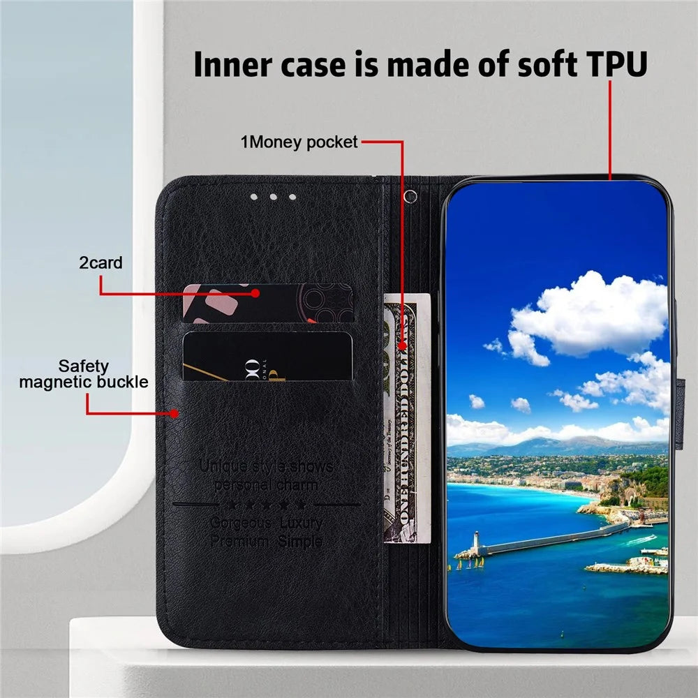 For Samsung Galaxy A35 5G Cell Phone Case PU Leather+TPU Drop-proof Wallet Cover - Black - 2